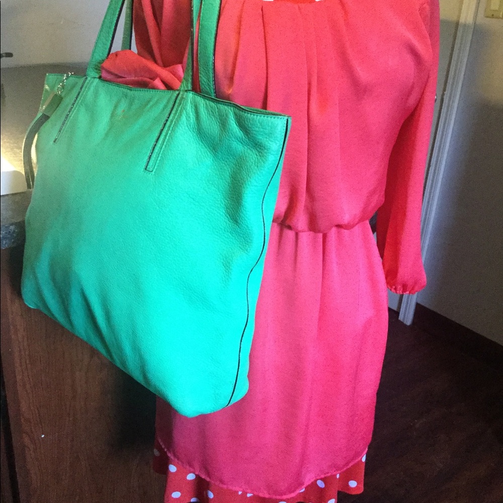 Kate Spade EX Lg Tote Hand Bag Beautiful Green